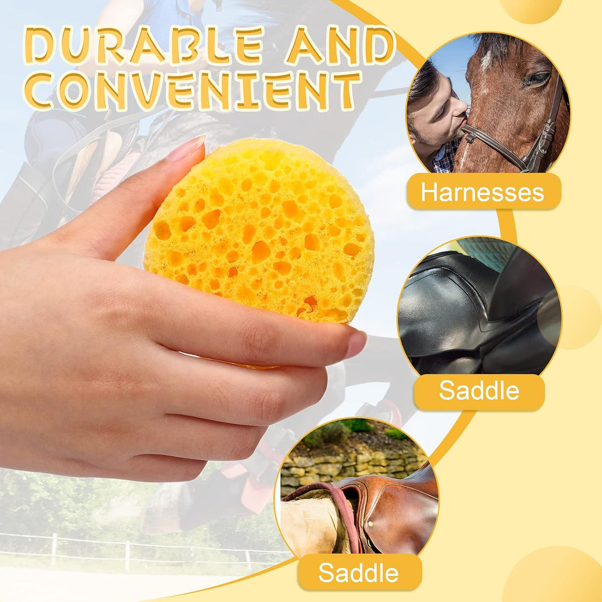 Gerrii durable horse saddle cleaning sponge pack of 30 pieces demonstrating water absorption
