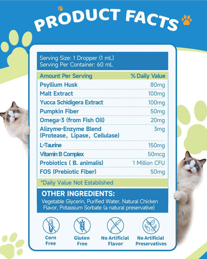Omega-3 and digestive enzymes formula for feline skin coat and gut health