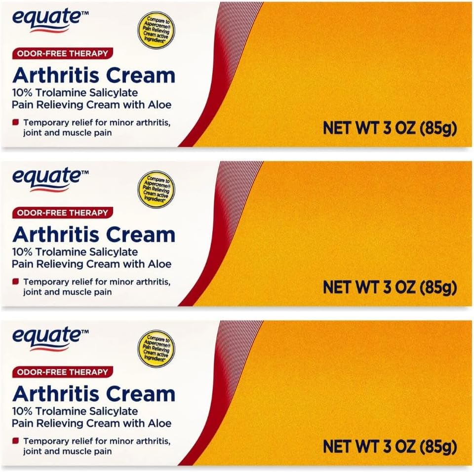 Equate Arthritis Cream front view three pack for targeted joint pain relief