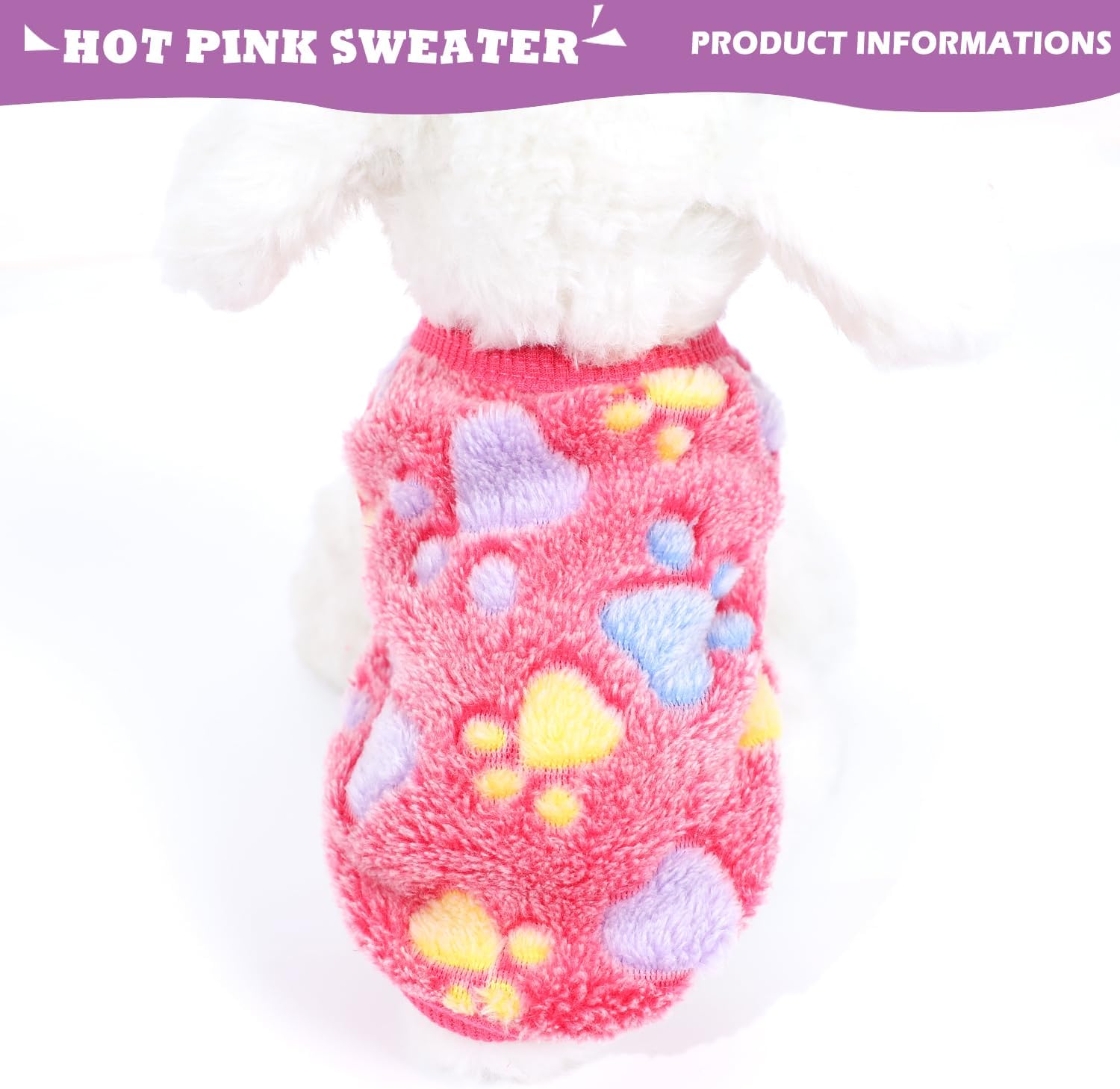 Miniature dog sweater neckline and stitching detail close up