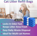 Multi layer odor lock litter refill liners showing durable blue plastic material.