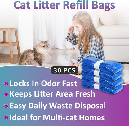 Multi layer odor lock litter refill liners showing durable blue plastic material.