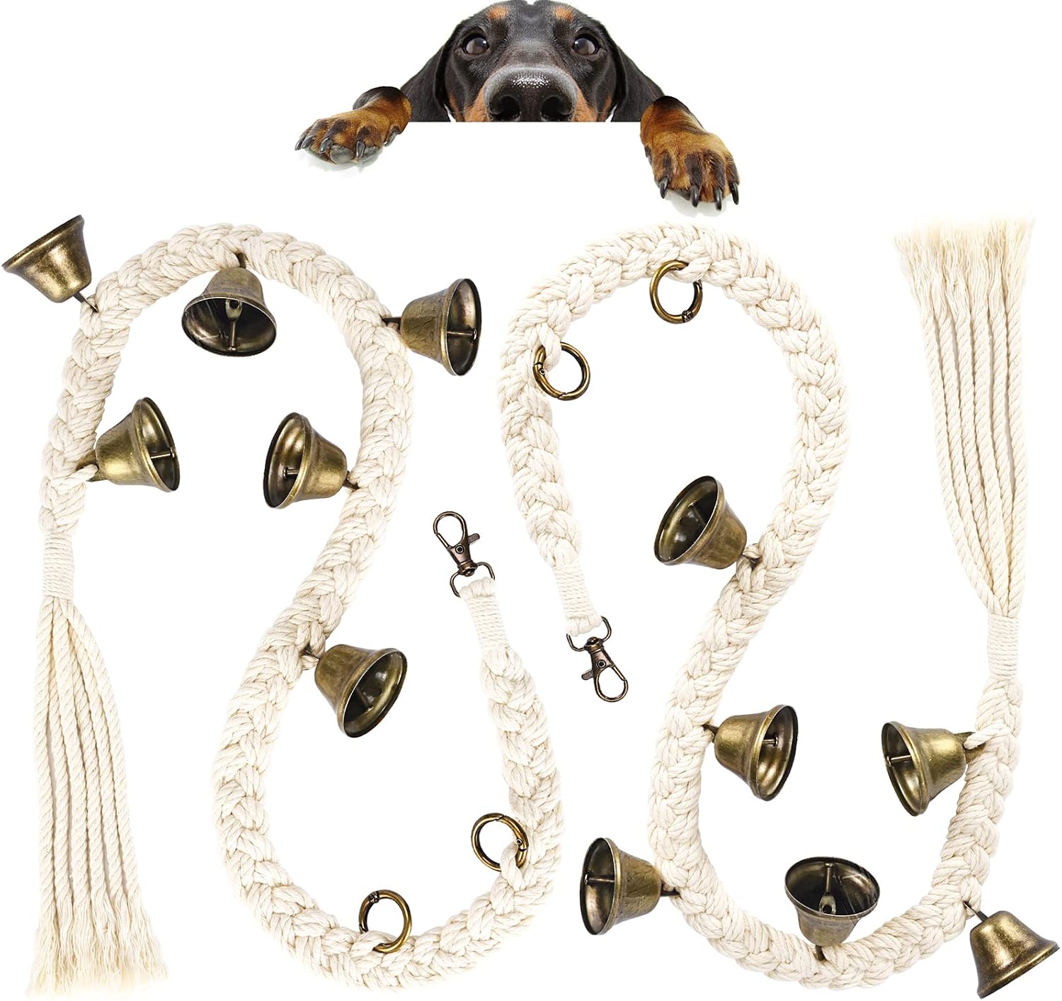 Dog Bell for Door Potty Training, Cotton Handwoven Dog Doorbell with 6 Extra Loud Bells for Dog Training, Adjustable Hanging Door Bell for Small Medium Large Dogs to Ring to Go Outside, Beige - Image 15