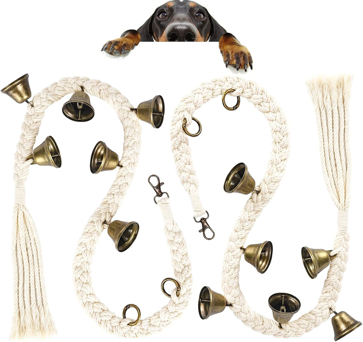 Dog Bell for Door Potty Training, Cotton Handwoven Dog Doorbell with 6 Extra Loud Bells for Dog Training, Adjustable Hanging Door Bell for Small Medium Large Dogs to Ring to Go Outside, Beige - Image 15