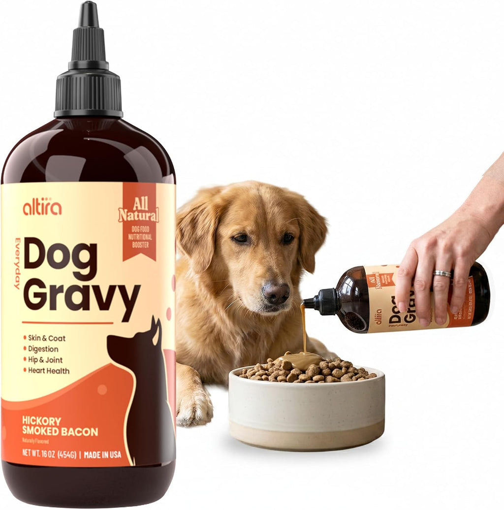Altira Everyday Dog Gravy Hickory Bacon front view bottle on plain background