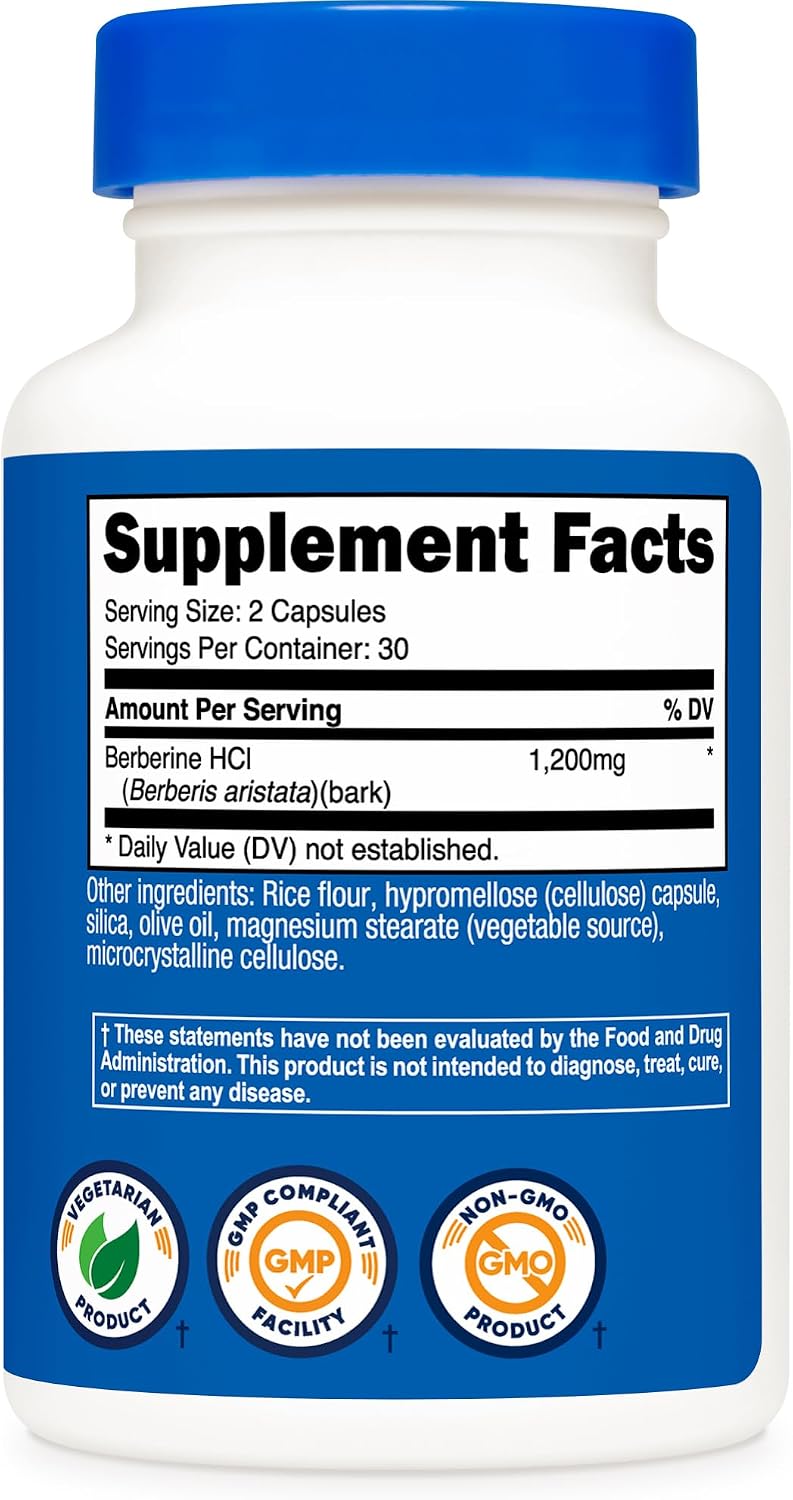 Nutricost Berberine HCl (1,200mg) 60 Capsules, 30 Servings - Image 5