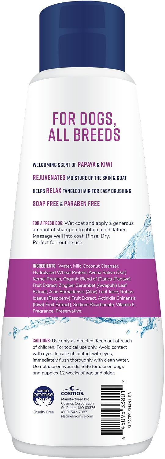Naturel Promise pet shampoo bottle label details