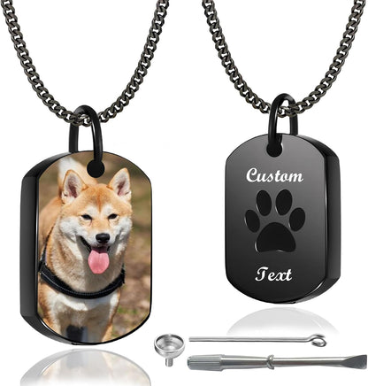 Personalized Pet Urn Necklace for Dog Ashes Custom Engraving Photo Text Pet Cremation Jewelry Customize Memorial Gift for Pet Dog Cat Ashes Necklace (01-Heart) - Image 11