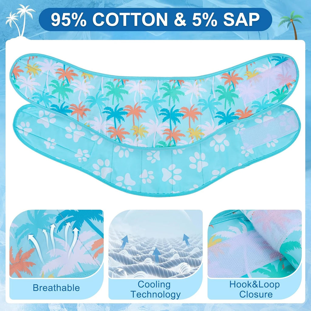 Adjustable hook and loop closure detail on dog cooling scarf