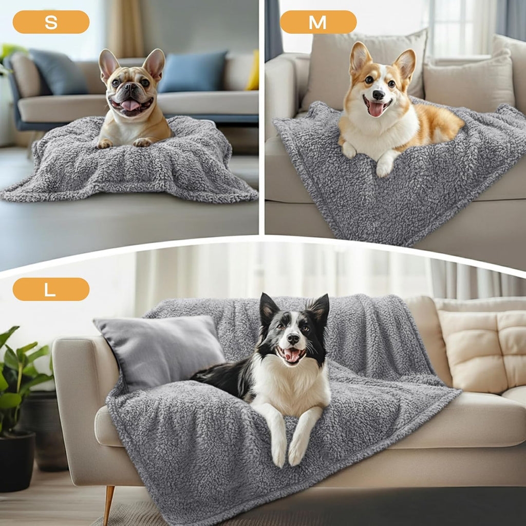 Close up view of the reversible soft sherpa texture on the Luciphia small pet blanket.