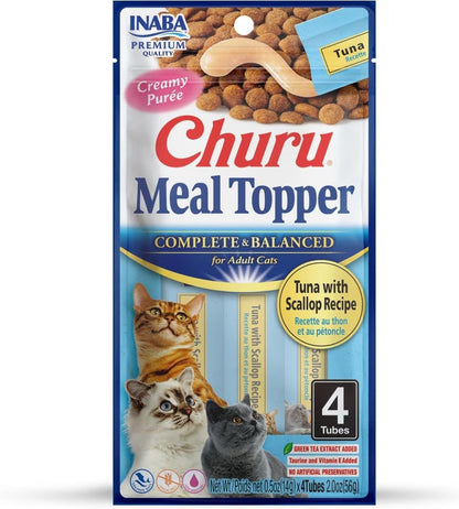 INABA Churu Meal Topper for Cats, Complete & Balanced, Creamy, Lickable Pure Cat Food Topper, 0.5 Ounce Tube, 12 Tubes (4 per Pack), Tuna with Scallop Recipe - Image 13