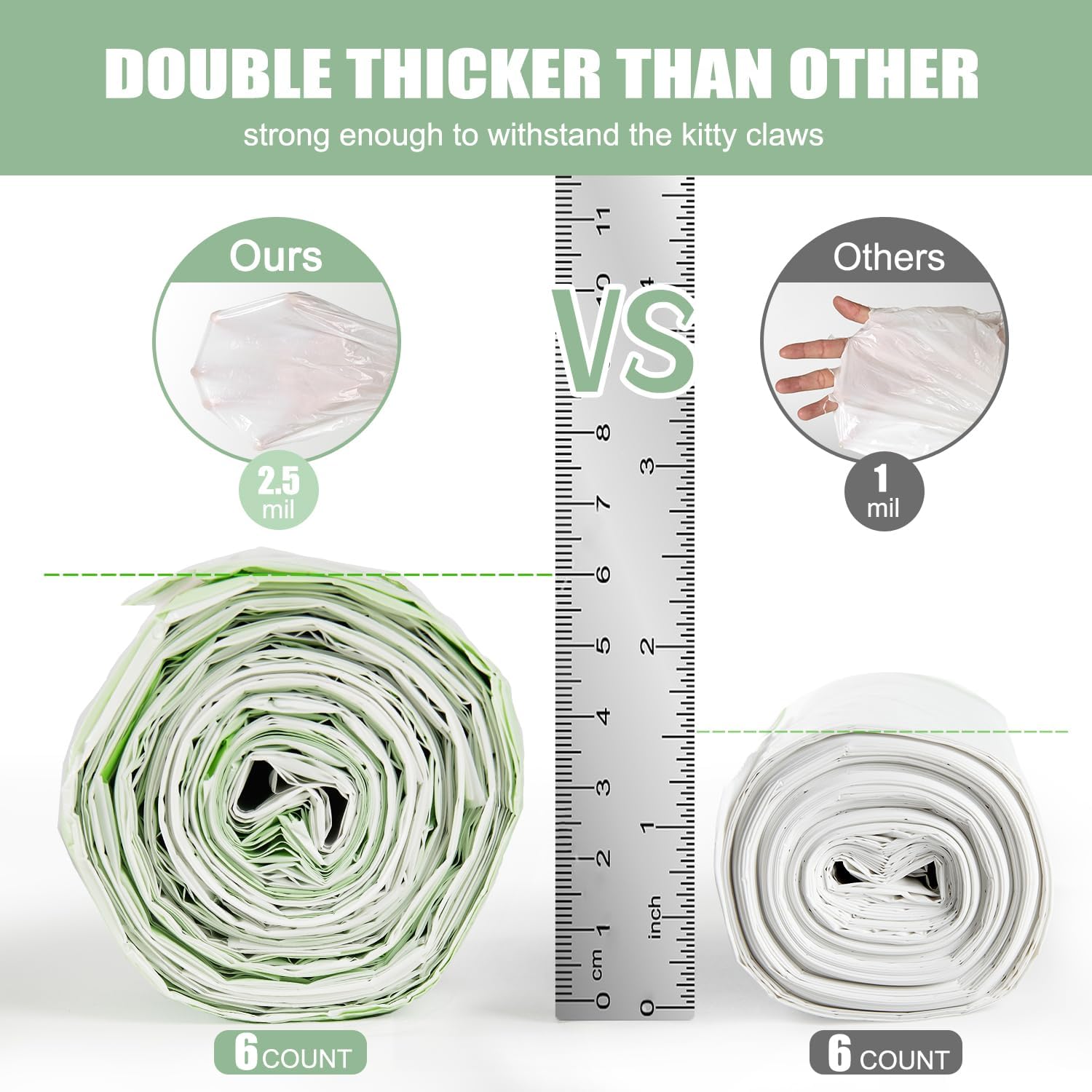 Three pack bundle presentation of the thirty six count kitty litter liners.