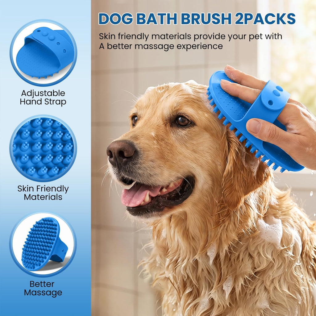 Neyakopaw blue rubber bath brush for grooming and massage