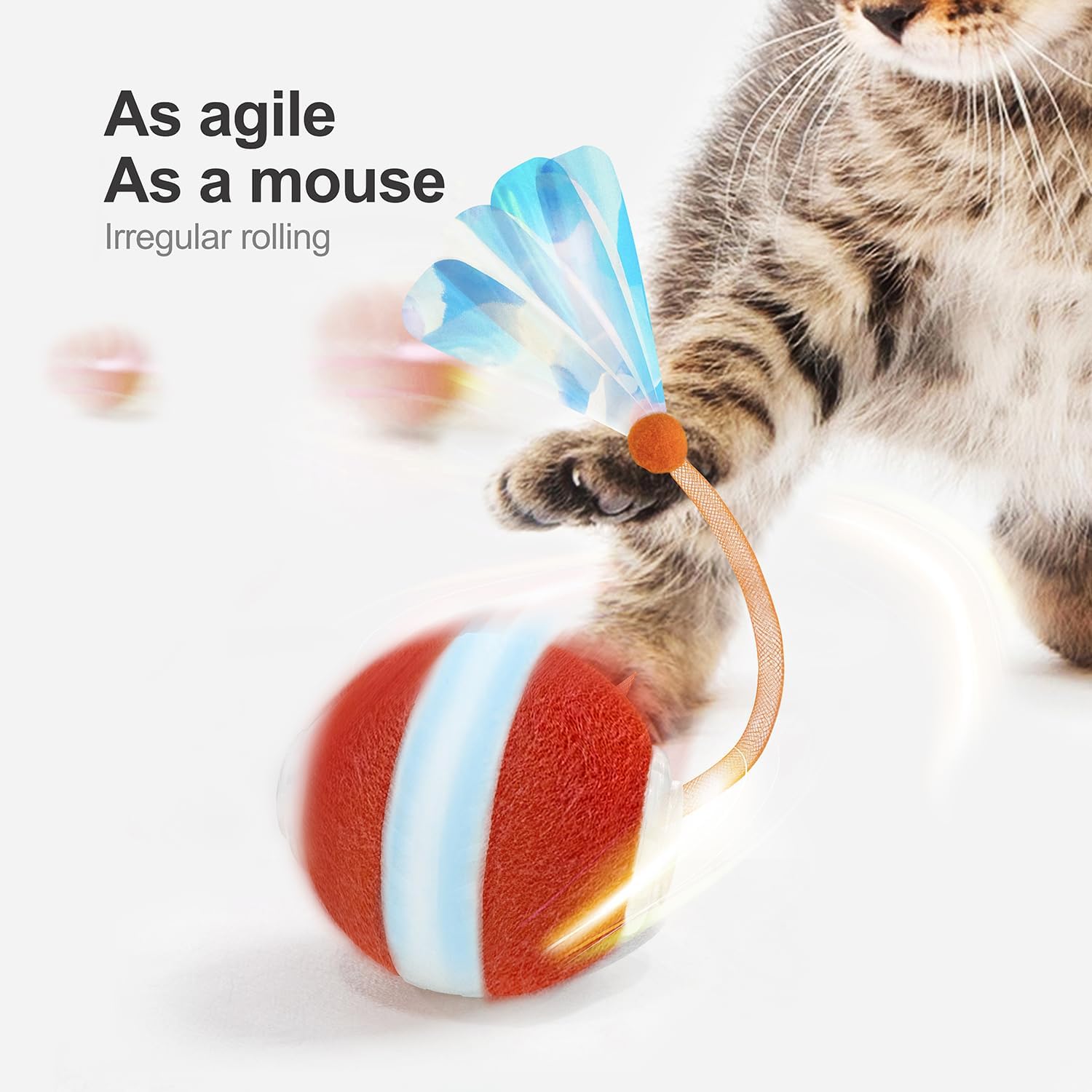 Jkanti motion activated cat toy with mesh tail