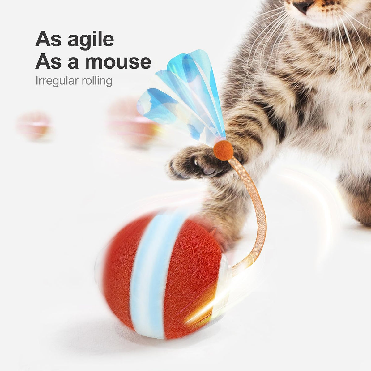 Jkanti motion activated cat toy with mesh tail