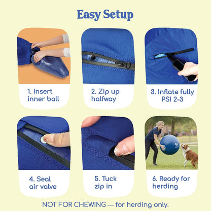 Hand pump included with Race and Herd large dog toy