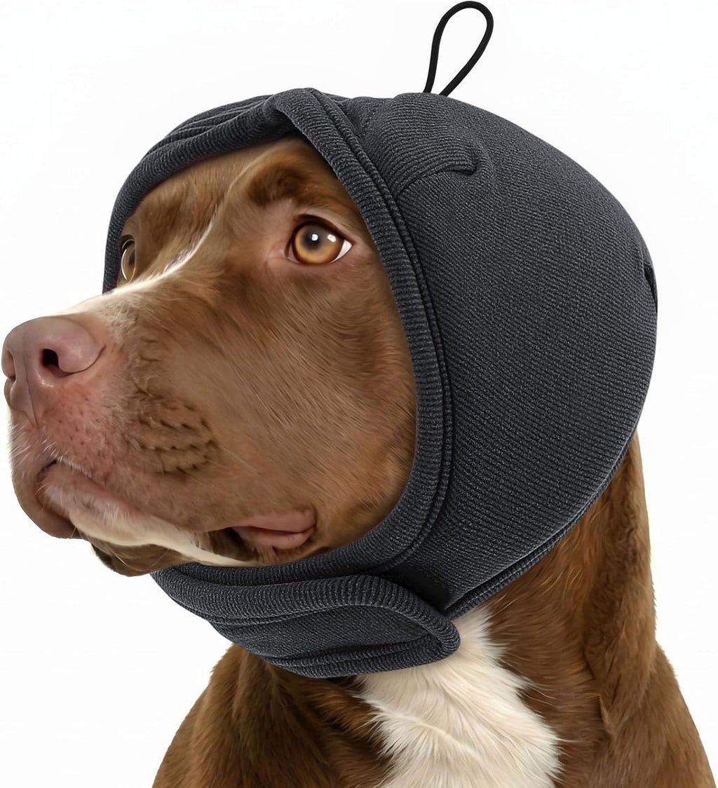 Dog Ear Wrap Noise Protection, No Shake Dog Muffs & Head Wrap, Thick Noise Cancelling Ear Cover for Anxiety Relief, Adjustable Calming Hoodie for Thunder, Firework, Hematoma, Grooming, Grey S - Image 9