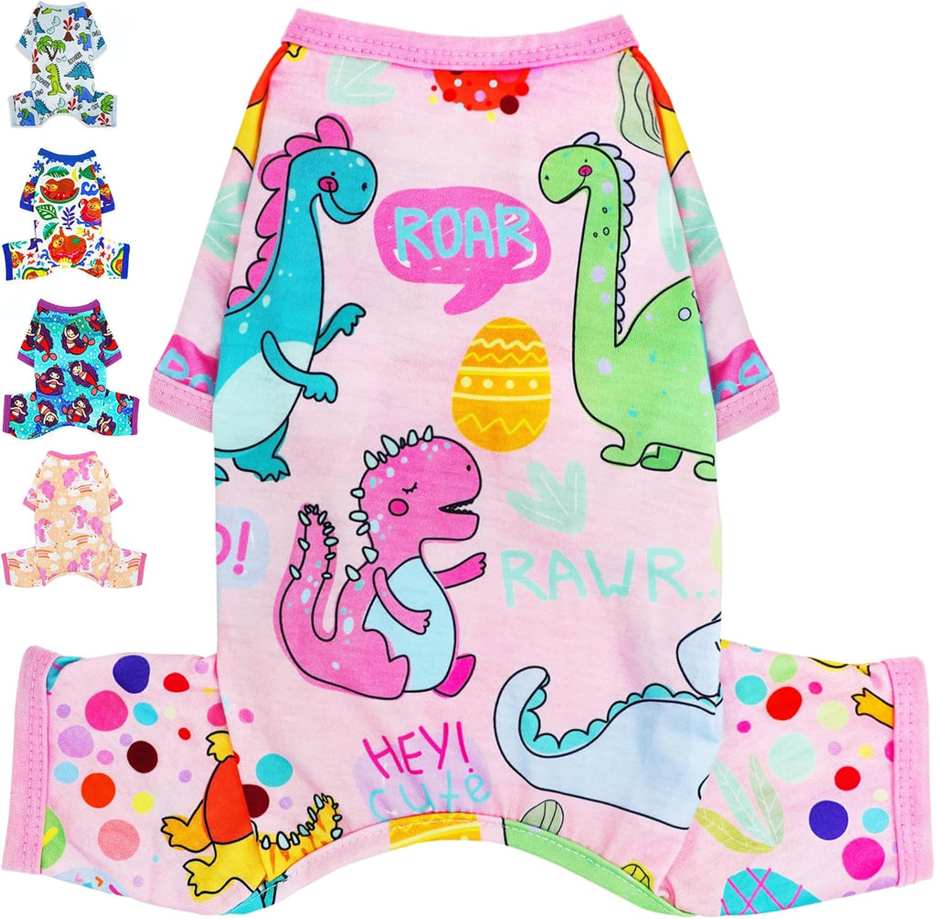 Dog Pajamas Spring Summer Dog Clothes for Small Medium Dogs Girl Boy Cute Soft Puppy Pjs Clothes Doggie Onesies Cat Pet Jammies Outfit (Blue Dinosaur, X-Small) - Image 12