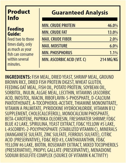 TetraColor fish food bottle label details