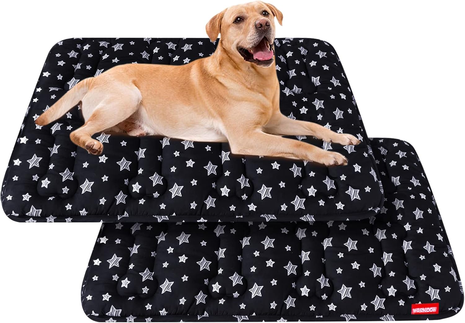 Moonsea dog crate mat front view black star print
