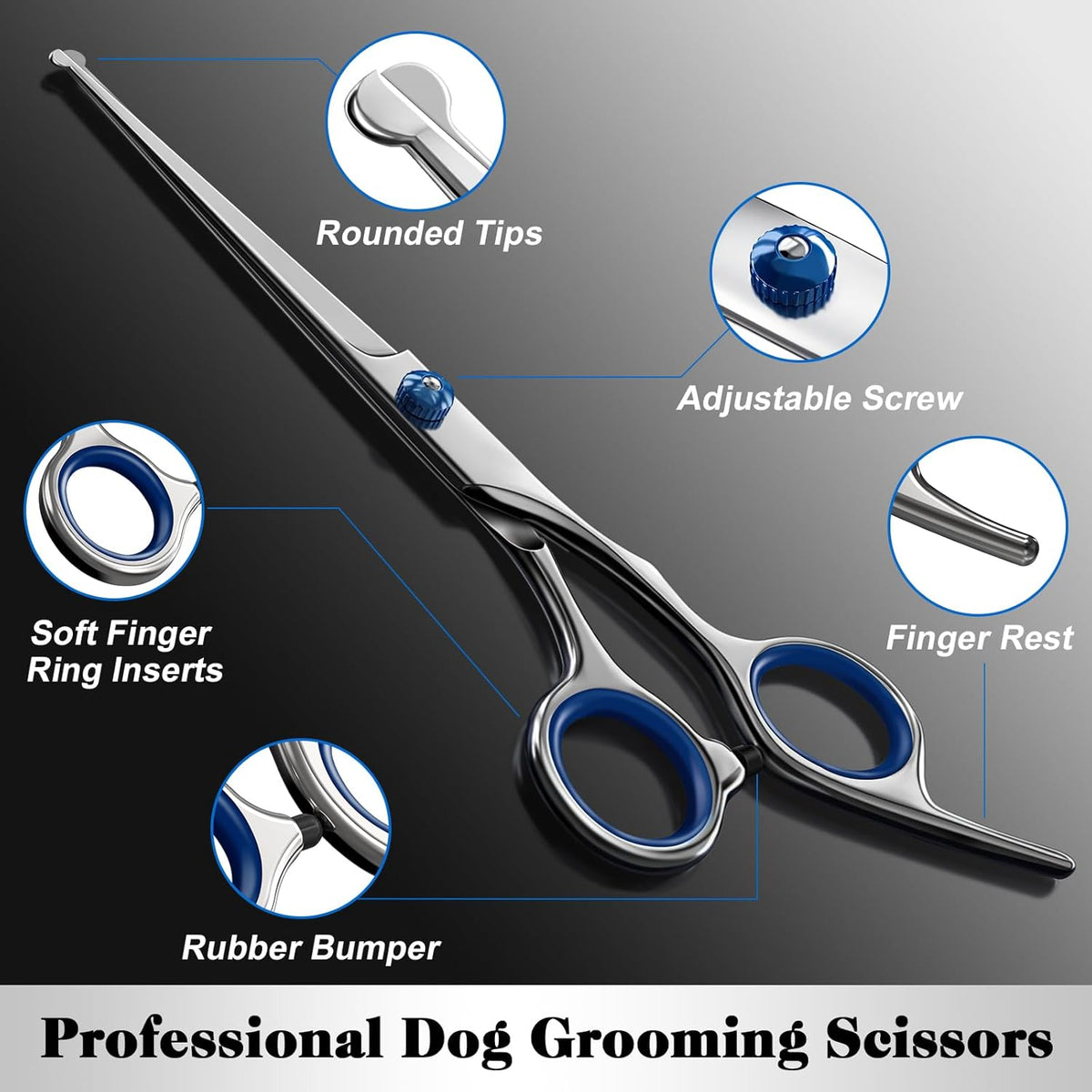 Curved dog grooming shears for precise contouring