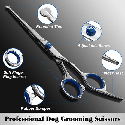 Curved dog grooming shears for precise contouring