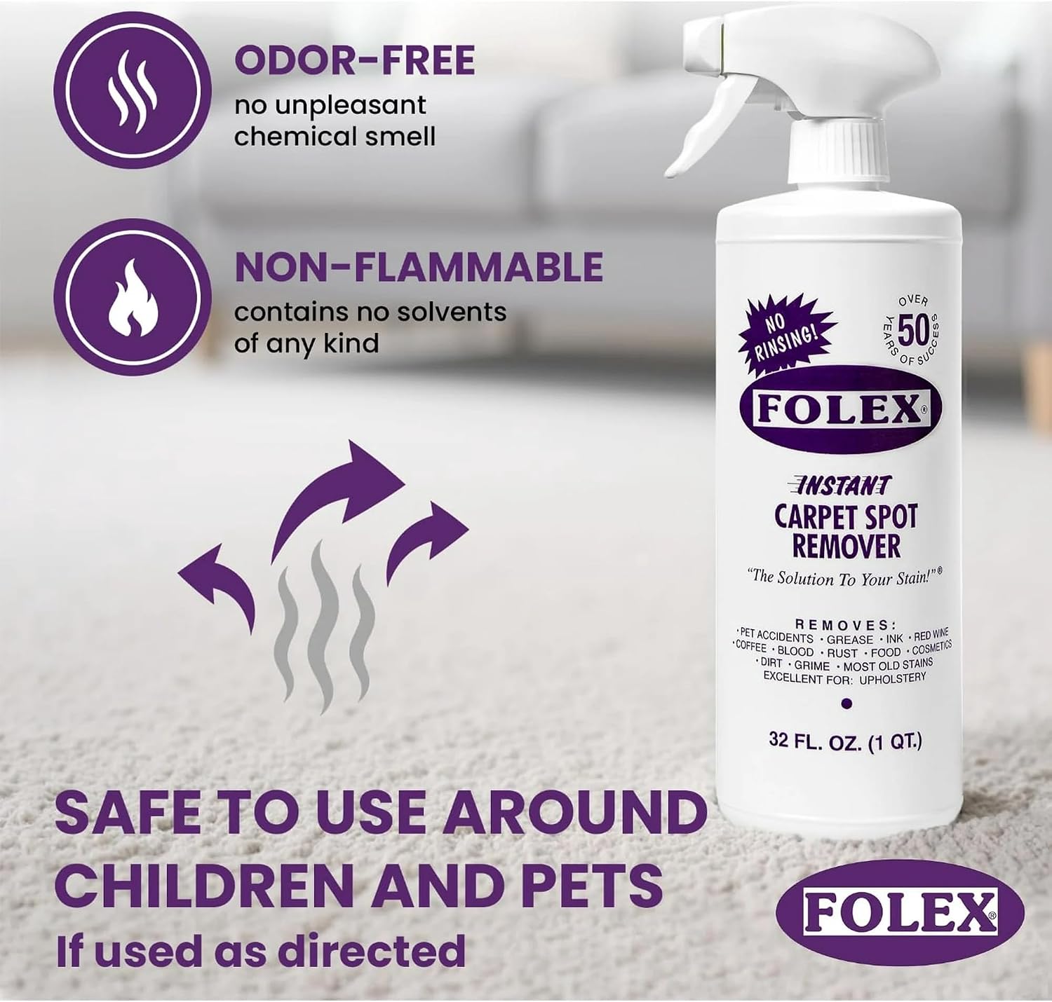 Folex carpet cleaning spray applied to a stain