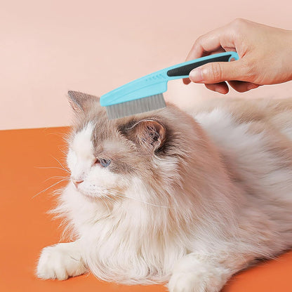Side profile of Dianzhu pet grooming comb with rubber grip