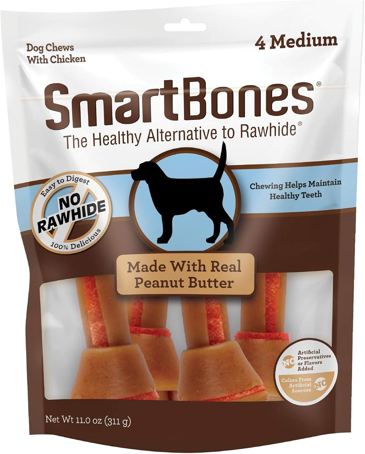 SmartBones Medium Bones With Real Peanut Butter Rawhide-Free Chews For Dogs, 4 Count - Image 15
