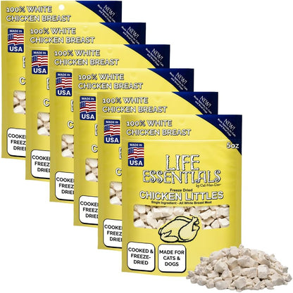 Life Essentials imported USA sourced healthy low calorie pet treats product shot.