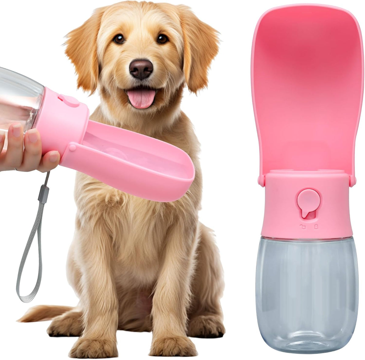 Dog Water Bottle, Travel Puppy Water Bowl, Leak Proof Portable Puppy Water Dispenser, Foldable Dog Water Bottle for for Pets Outdoor Walking, Hiking, Travel, Food Grade Plastic - 19oz Blue - Image 14