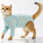 Close-up of breathable soft fabric on cat recovery shirt