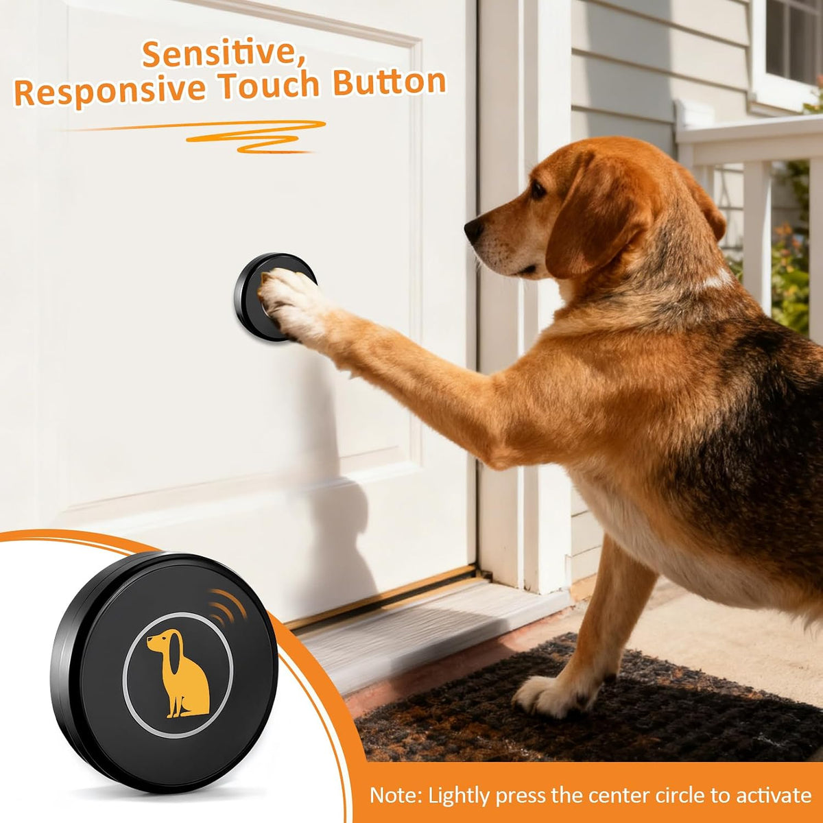 Ownpets smart pet door bell receiver plugged into a wall outlet.