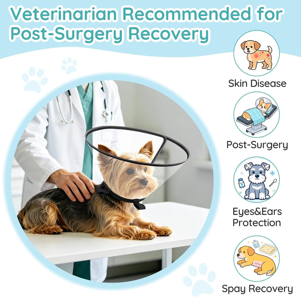 Clear Dog Cone for Small Dogs After Surgery, Adjustable E-Collar to Stop Licking with Padded Neck for Chihuahua,etc, Soft Recovery Collar with Reflective Trim for Night Visibility, Black XXS - Image 9