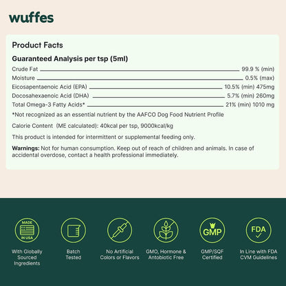 Wuffes premium imported USA pet health product packaging close up