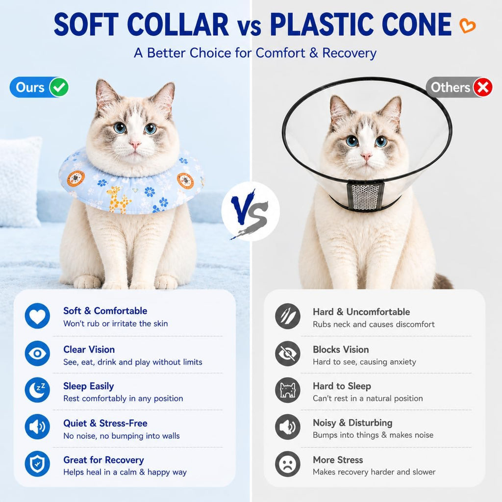 Premium soft anti-lick cat recovery collar showing high-density padding thickness.