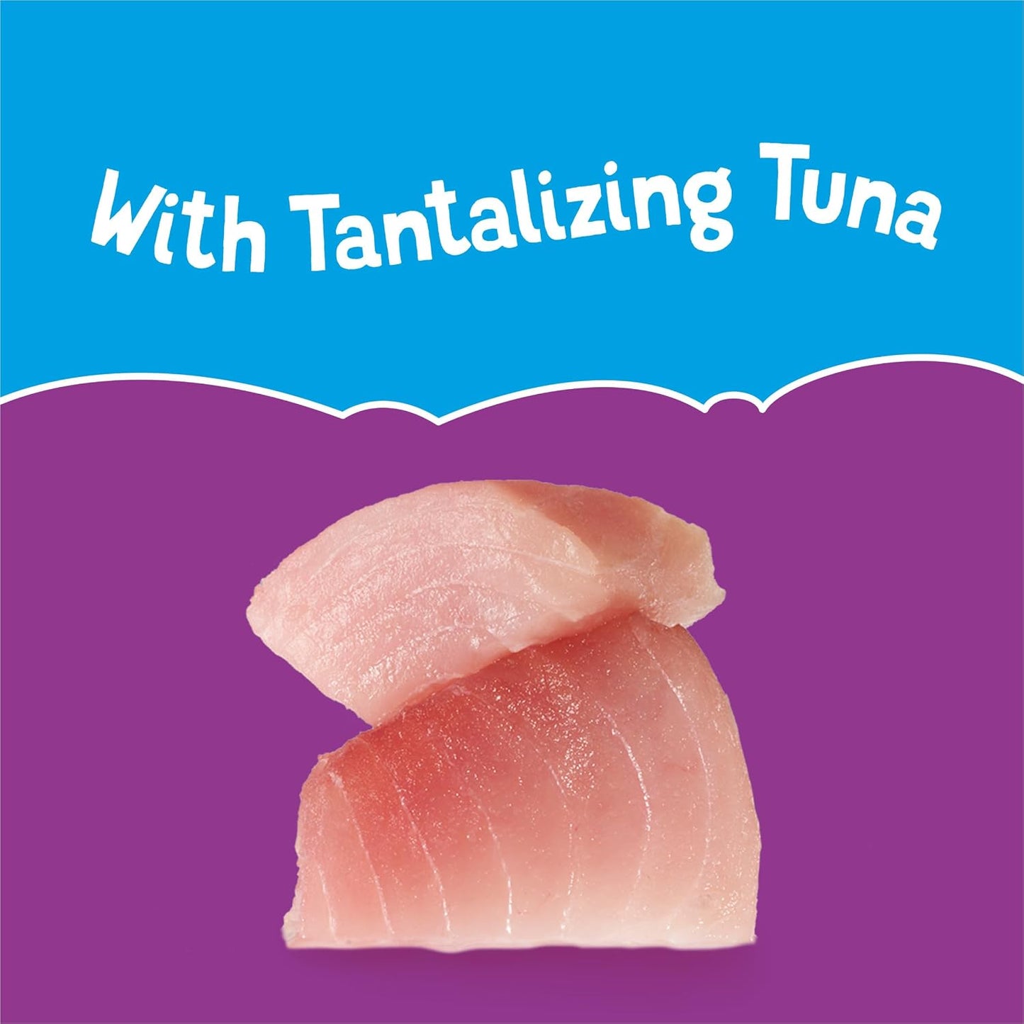 Lickable tuna fish cat food mixer pouch being poured over dry kibble