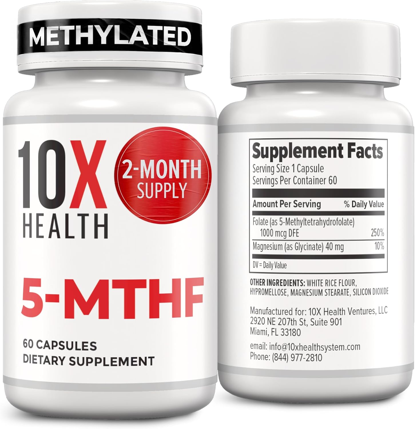 10X Health System 5 MTHF Methylfolate front bottle view