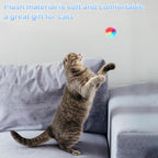 Small kitten playing with soft plush cat toy balls