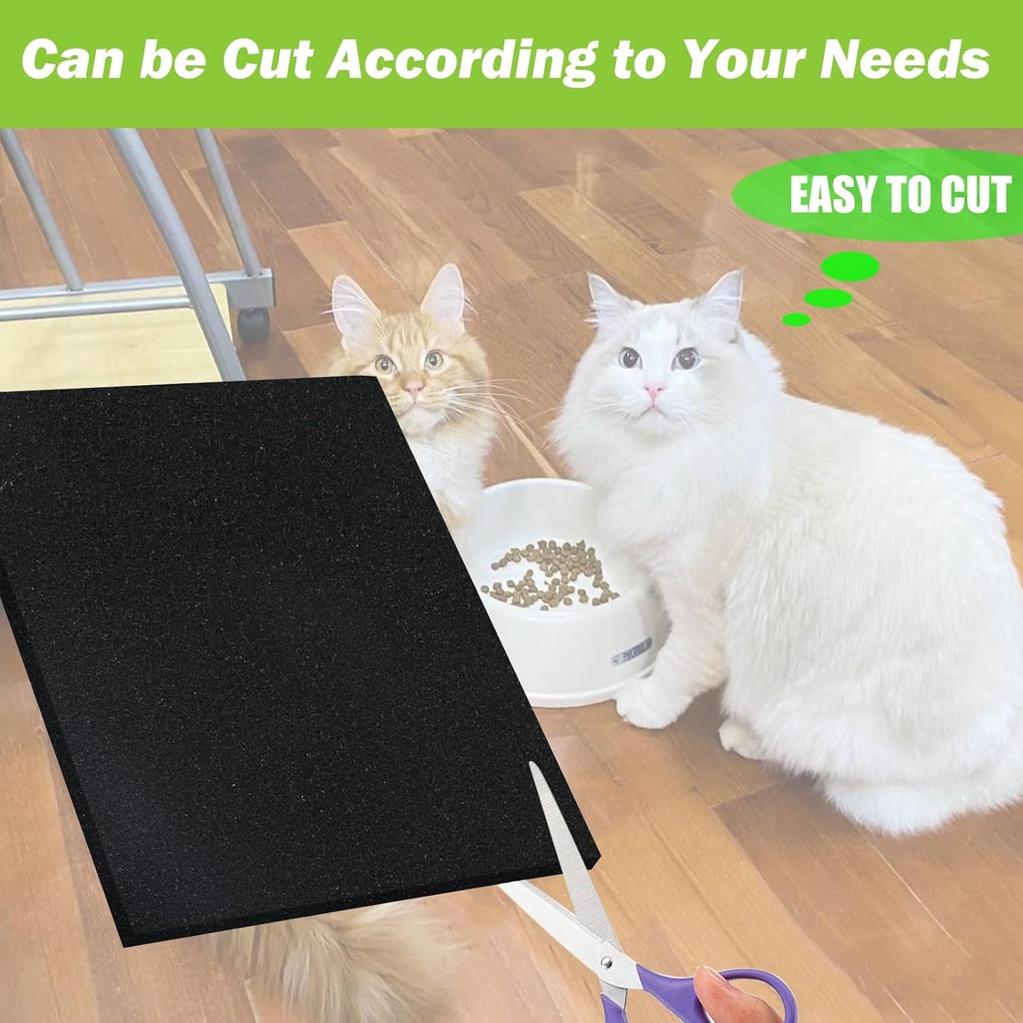 Premium replacement air filters for hooded cat pans illustrating how they trap pungent ammonia molecules.