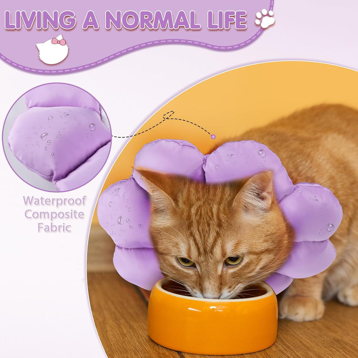 Medium size purple pet protective collar for post surgery recovery