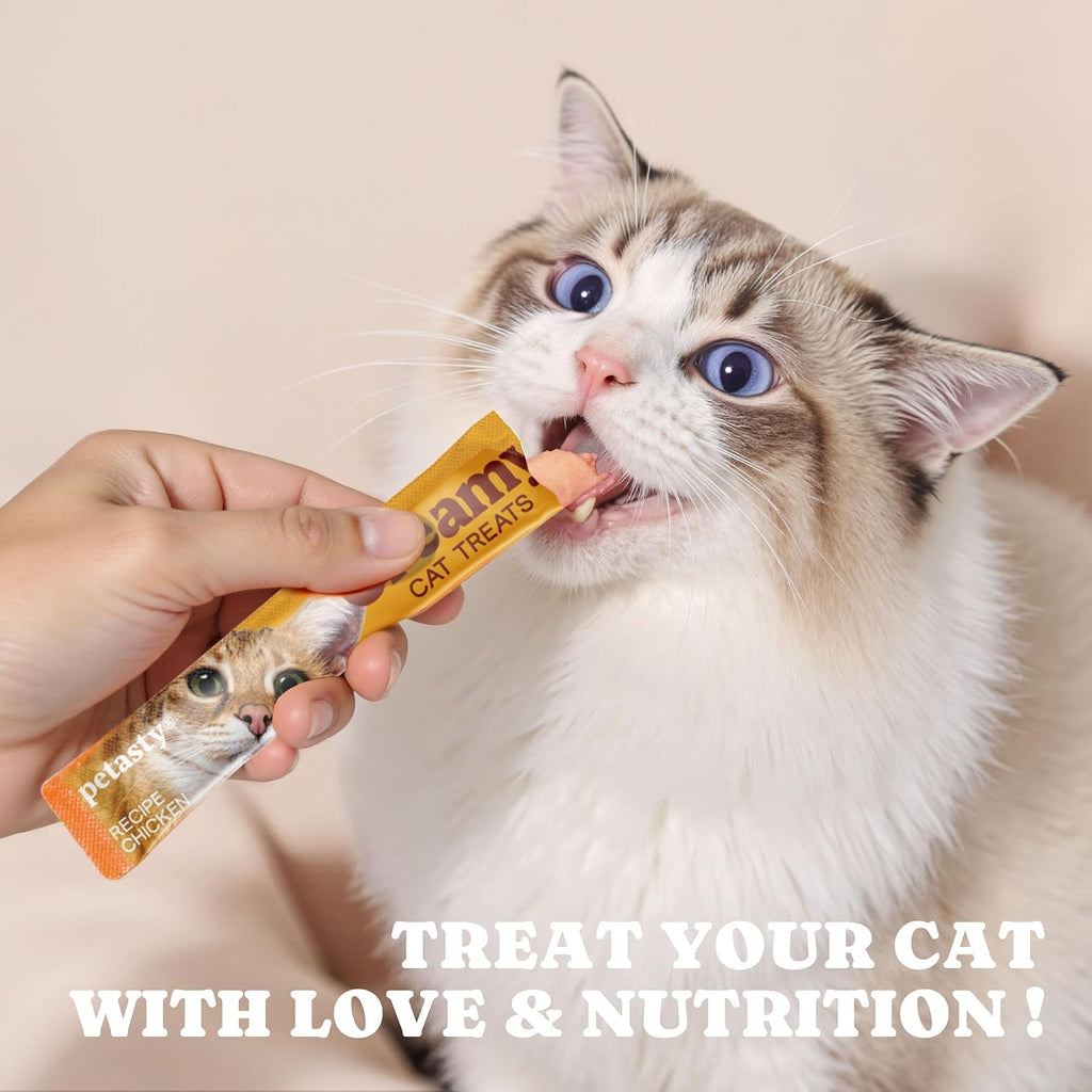 Grain-free Petasty salmon cat treats in individual tubes