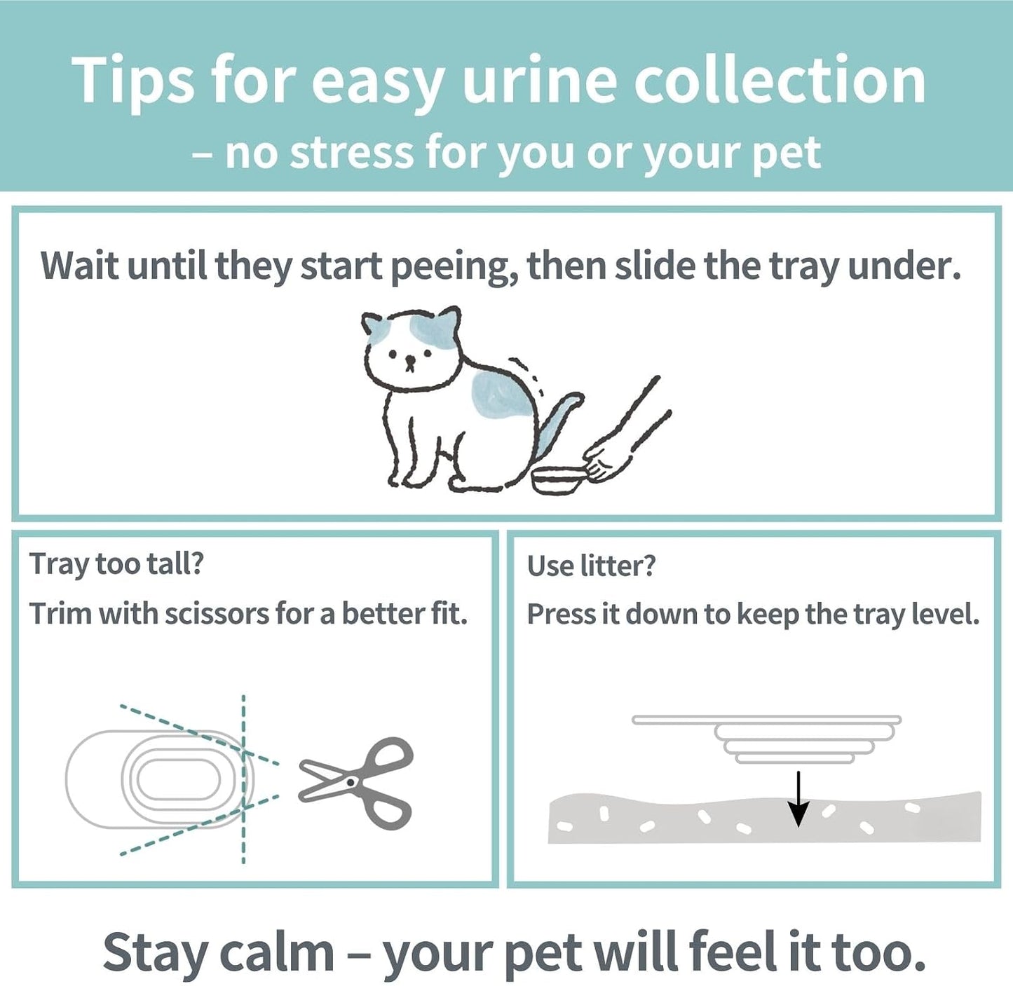 Cat Urine Collection Kit (6-Pack) - Clean Catch Urine Sample Tray for Cats & Small Dogs - Disposable Pet Urine Collector Tray - No Special Litter Needed - Made in Japan - Image 8