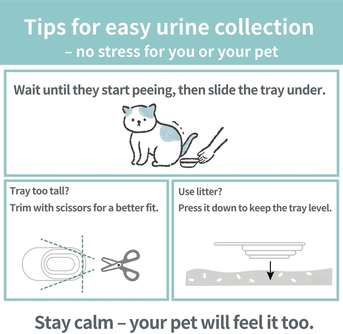 Cat Urine Collection Kit (6-Pack) - Clean Catch Urine Sample Tray for Cats & Small Dogs - Disposable Pet Urine Collector Tray - No Special Litter Needed - Made in Japan - Image 8