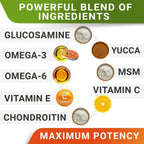 Daily dosage instructions and ingredient list for StrellaLab dog chews