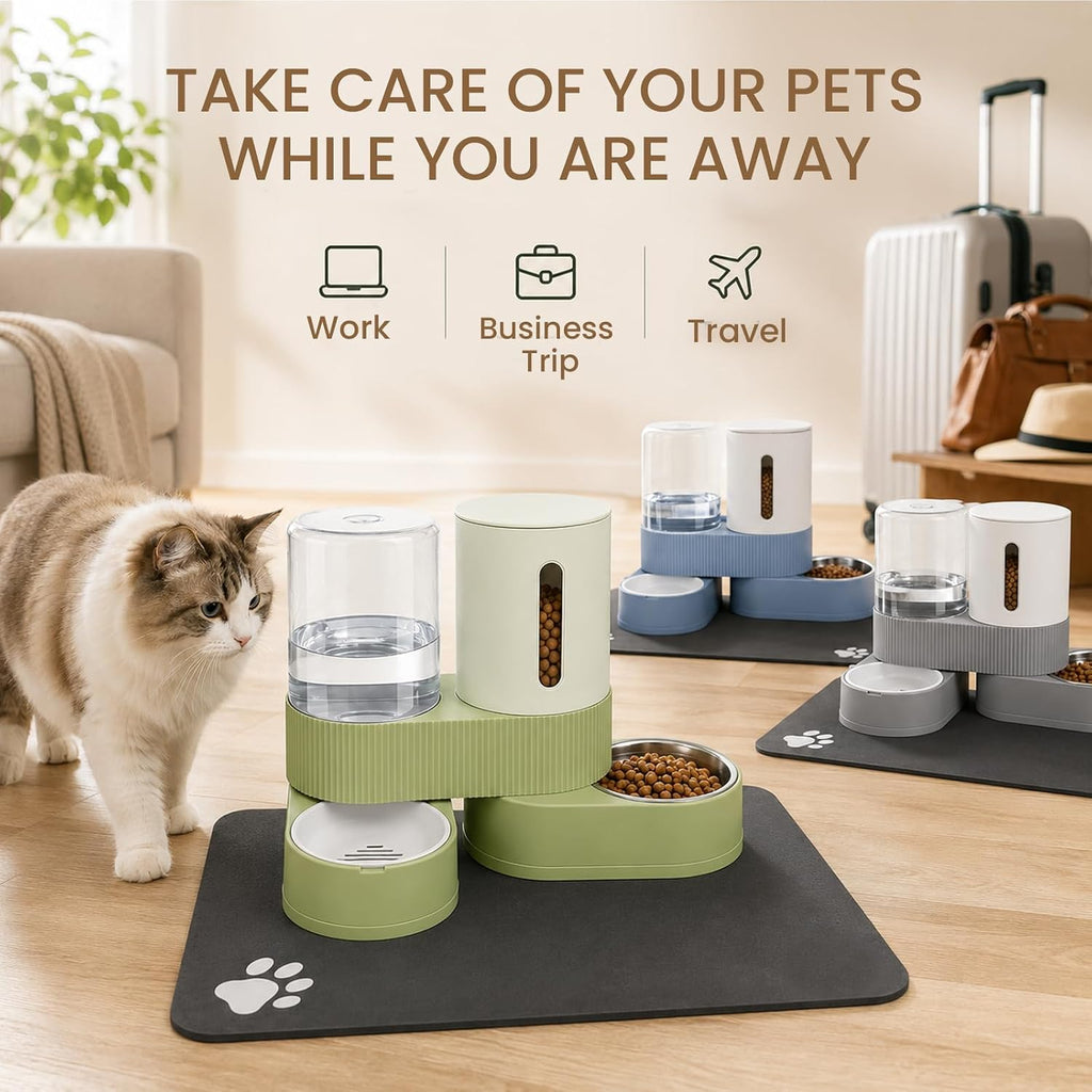 Top view of large capacity automatic cat dry food storage container filled