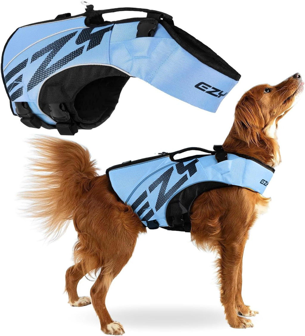 EzyDog DFD X2 Dog Life Jacket - Adjustable Swimming Safety Life Vest Preserver with Continuous Neck Flotation, Reflective Trim, & Grab Handle (XL, Yellow) - Image 11