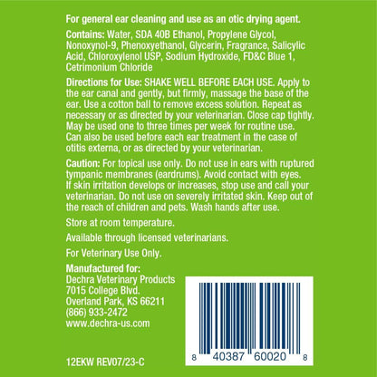 Authentic Dechra pet ear cleaning solution bottle