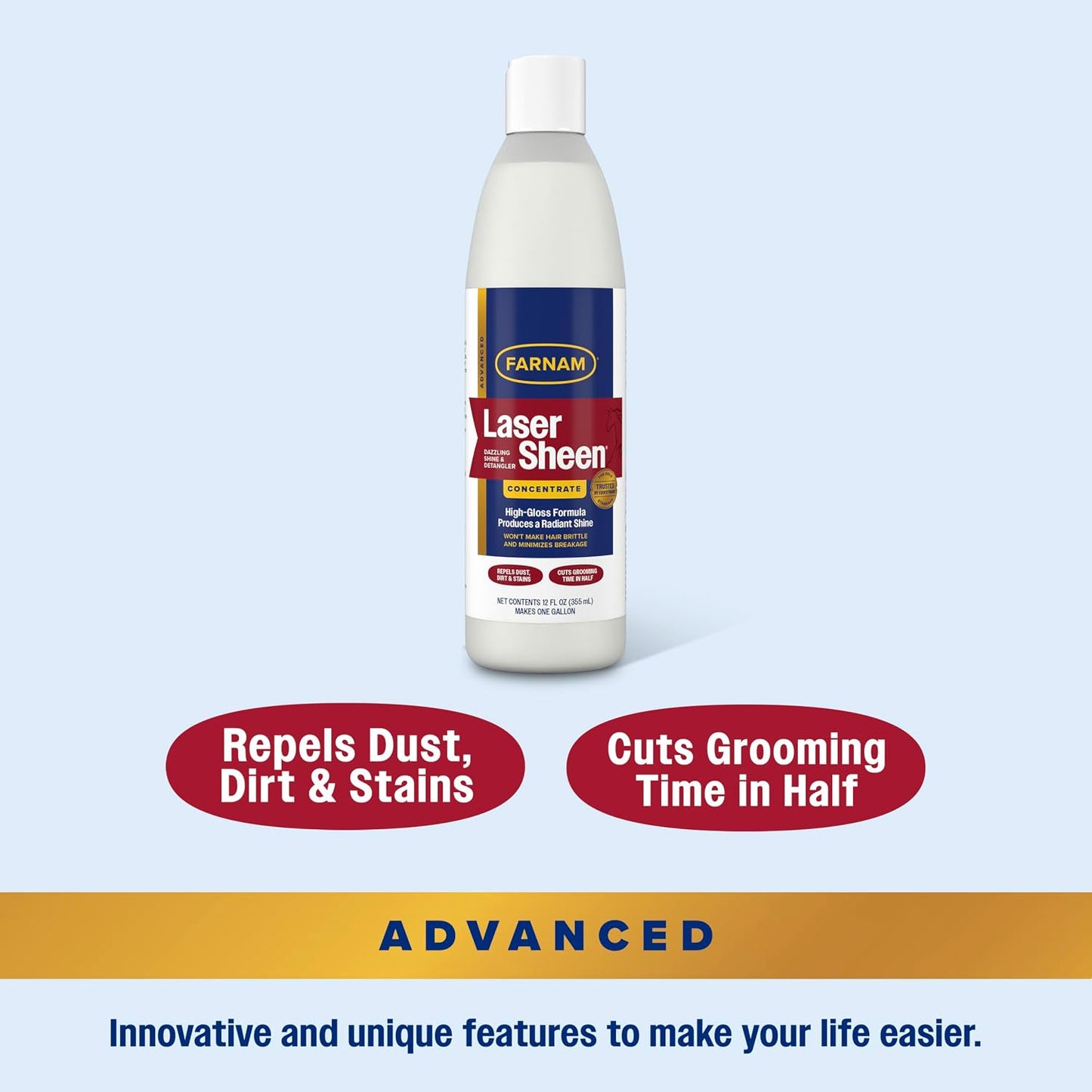 Farnam Laser Sheen Dazzling Shine and Detangler Concentrate for Horses, Repels Dirt and Stains, Makes 1 Gallon of Spray, 12 fluid ounces - Image 10