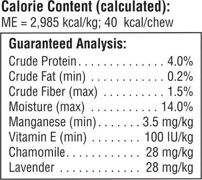 SmartBones 16 count calming sticks pack back nutrition label